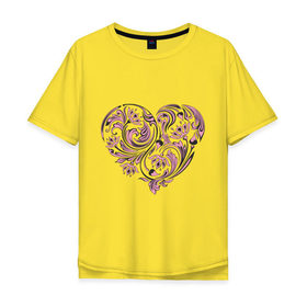 Мужская футболка хлопок Oversize с принтом Расписное сердце в Новосибирске, 100% хлопок | свободный крой, круглый ворот, “спинка” длиннее передней части | 14 февраля | love is.. | влюбленным | красивые рисунки | расписное сердце | сердца | сердце