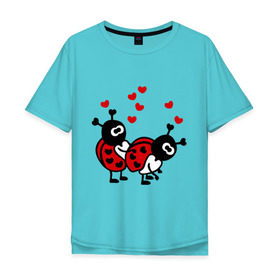 Мужская футболка хлопок Oversize с принтом Влюбленные букашки в Новосибирске, 100% хлопок | свободный крой, круглый ворот, “спинка” длиннее передней части | влюбленные букашки