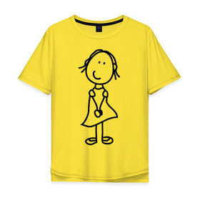 Мужская футболка хлопок Oversize с принтом человечки с цветком парная жен в Новосибирске, 100% хлопок | свободный крой, круглый ворот, “спинка” длиннее передней части | 14 февраля | love is.. | влюбленным | все | парные | человечки с цветком парная жен