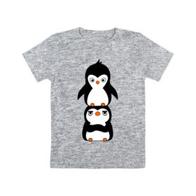 Детская футболка хлопок с принтом Пингвины в Новосибирске, 100% хлопок | круглый вырез горловины, полуприлегающий силуэт, длина до линии бедер | Тематика изображения на принте: 14 февраля | влюбленным | пингвины | прикольные картинки