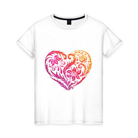 Женская футболка хлопок с принтом Живопись в виде сердца в Новосибирске, 100% хлопок | прямой крой, круглый вырез горловины, длина до линии бедер, слегка спущенное плечо | 14 февраля | живопись в виде сердца | любовь | сердца