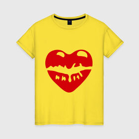 Женская футболка хлопок с принтом Поцелуй в виде сердца в Новосибирске, 100% хлопок | прямой крой, круглый вырез горловины, длина до линии бедер, слегка спущенное плечо | 14 февраля | love is.. | влюбленным | губы | поцелуй в виде сердца | сердца