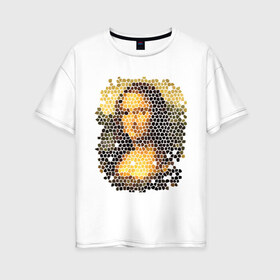 Женская футболка хлопок Oversize с принтом Mona Lisa в Новосибирске, 100% хлопок | свободный крой, круглый ворот, спущенный рукав, длина до линии бедер
 | mona lisa | леонардо да винчи | мозаика | мона лиза | фреска