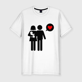 Мужская футболка премиум с принтом Счастливые родители в Новосибирске, 92% хлопок, 8% лайкра | приталенный силуэт, круглый вырез ворота, длина до линии бедра, короткий рукав | 14 февраля | love is.. | влюбленным | любовь | молодожены | родители | счастливые родители