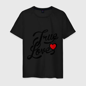 Мужская футболка хлопок с принтом True love Настоящая любовь в Новосибирске, 100% хлопок | прямой крой, круглый вырез горловины, длина до линии бедер, слегка спущенное плечо. | 14 февраля | love is.. | true love | влюбленным | любовь | настоящая любовь | сердца