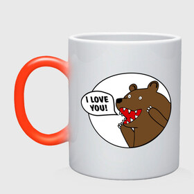 Кружка хамелеон с принтом Медведь - я люблю тебя в Новосибирске, керамика | меняет цвет при нагревании, емкость 330 мл | i | love | you | люблю | любовь | медвед | медведь