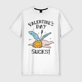 Мужская футболка премиум с принтом Valentine`s day sucks в Новосибирске, 92% хлопок, 8% лайкра | приталенный силуэт, круглый вырез ворота, длина до линии бедра, короткий рукав | 14 февраля | день всех влюбленных | день святого валентина | ненавижу день святого валентина