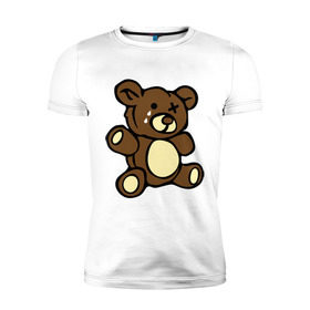 Мужская футболка премиум с принтом Плюшевый медведь в Новосибирске, 92% хлопок, 8% лайкра | приталенный силуэт, круглый вырез ворота, длина до линии бедра, короткий рукав | животные | медведь | мишка | плюшевый медведь | слезки