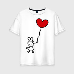 Женская футболка хлопок Oversize с принтом сердце-шарики женская в Новосибирске, 100% хлопок | свободный крой, круглый ворот, спущенный рукав, длина до линии бедер
 | 14 февраля | все | день святого валентина | для двоих | идеи подарков | парные | сердце шарики