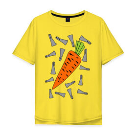 Мужская футболка хлопок Oversize с принтом морковка и кролик парная в Новосибирске, 100% хлопок | свободный крой, круглый ворот, “спинка” длиннее передней части | 14 февраля | все | день святого валентина | для двоих | идеи подарков | морковка и кролик | парные