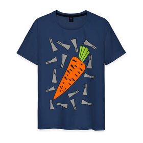 Мужская футболка хлопок с принтом морковка и кролик парная в Новосибирске, 100% хлопок | прямой крой, круглый вырез горловины, длина до линии бедер, слегка спущенное плечо. | Тематика изображения на принте: 14 февраля | все | день святого валентина | для двоих | идеи подарков | морковка и кролик | парные