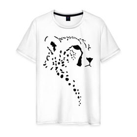 Мужская футболка хлопок с принтом Гепард в Новосибирске, 100% хлопок | прямой крой, круглый вырез горловины, длина до линии бедер, слегка спущенное плечо. | гепард | дикие | животные | киска | кошки