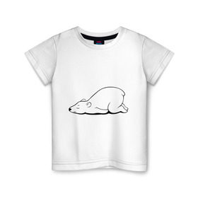 Детская футболка хлопок с принтом Белый медведь спит в Новосибирске, 100% хлопок | круглый вырез горловины, полуприлегающий силуэт, длина до линии бедер | белый медведь | белый медведь спит | животное | мишка | мишутка | умка