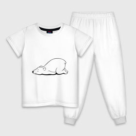 Детская пижама хлопок с принтом Белый медведь спит в Новосибирске, 100% хлопок |  брюки и футболка прямого кроя, без карманов, на брюках мягкая резинка на поясе и по низу штанин
 | белый медведь | белый медведь спит | животное | мишка | мишутка | умка