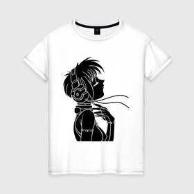 Женская футболка хлопок с принтом Девушка с наушниками в Новосибирске, 100% хлопок | прямой крой, круглый вырез горловины, длина до линии бедер, слегка спущенное плечо | аниме | девушка с наушниками | кино | музыка | мультфильмы и тв | наушники