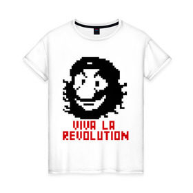 Женская футболка хлопок с принтом Viva la revolution в Новосибирске, 100% хлопок | прямой крой, круглый вырез горловины, длина до линии бедер, слегка спущенное плечо | че гевара
