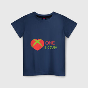 Детская футболка хлопок с принтом xbox - one love в Новосибирске, 100% хлопок | круглый вырез горловины, полуприлегающий силуэт, длина до линии бедер | one love | xbox | одна любовь