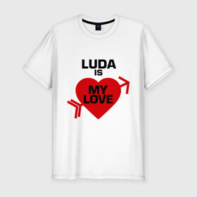 Мужская футболка премиум с принтом Люда - моя любовь в Новосибирске, 92% хлопок, 8% лайкра | приталенный силуэт, круглый вырез ворота, длина до линии бедра, короткий рукав | имена | любовь | люда | люда   моя любовь | моя | сердце