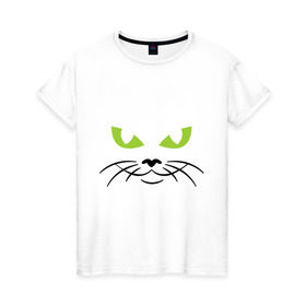 Женская футболка хлопок с принтом Кошачьи глазки в Новосибирске, 100% хлопок | прямой крой, круглый вырез горловины, длина до линии бедер, слегка спущенное плечо | глазки | киса | кошачьи глазки | кошки | мурка | усы