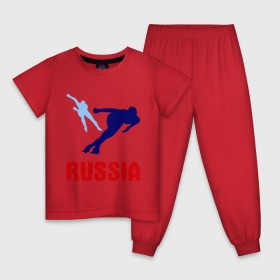 Детская пижама хлопок с принтом Конькобежцы в Новосибирске, 100% хлопок |  брюки и футболка прямого кроя, без карманов, на брюках мягкая резинка на поясе и по низу штанин
 | коньки | конькобежцы | олимпиада | разное спортивное | спорт | спортсмены