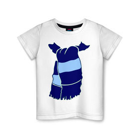 Детская футболка хлопок с принтом Зенит шарф в Новосибирске, 100% хлопок | круглый вырез горловины, полуприлегающий силуэт, длина до линии бедер | football | болельщик | мяч | спорт | футбол | футболерывкашники | шарф | шарф болельщика