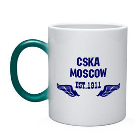 Кружка хамелеон с принтом CSKA Moscow в Новосибирске, керамика | меняет цвет при нагревании, емкость 330 мл | цска