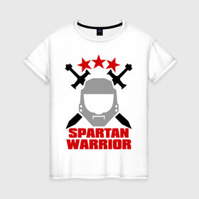Женская футболка хлопок с принтом Spartan warrior в Новосибирске, 100% хлопок | прямой крой, круглый вырез горловины, длина до линии бедер, слегка спущенное плечо | 