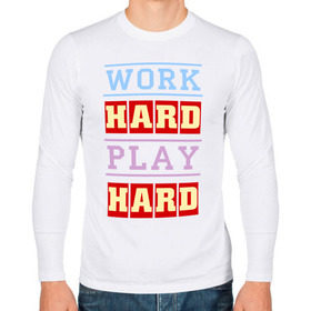 Мужской лонгслив хлопок с принтом Work Hard, Play Hard в Новосибирске, 100% хлопок |  | play hard | work hard | музыка | поп музыка и rb | трудолюбивый