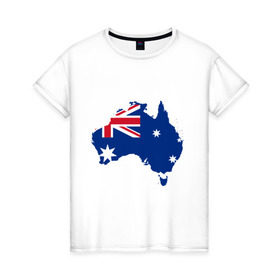 Женская футболка хлопок с принтом Флаг Австралии в Новосибирске, 100% хлопок | прямой крой, круглый вырез горловины, длина до линии бедер, слегка спущенное плечо | 