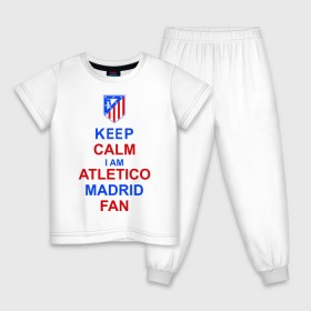 Детская пижама хлопок с принтом keep calm i am Atletico Madrid fan ( Атлетико ) в Новосибирске, 100% хлопок |  брюки и футболка прямого кроя, без карманов, на брюках мягкая резинка на поясе и по низу штанин
 | keep calm i am atletico | мяч | спорт | футбол