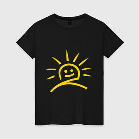 Женская футболка хлопок с принтом Солнечное настроение в Новосибирске, 100% хлопок | прямой крой, круглый вырез горловины, длина до линии бедер, слегка спущенное плечо | 