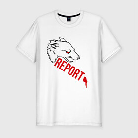 Мужская футболка премиум с принтом Direwolf в Новосибирске, 92% хлопок, 8% лайкра | приталенный силуэт, круглый вырез ворота, длина до линии бедра, короткий рукав | direwolf | волк | игра престолов | кровь | сериалы | серый