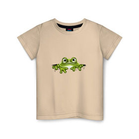 Детская футболка хлопок с принтом Жаба в Новосибирске, 100% хлопок | круглый вырез горловины, полуприлегающий силуэт, длина до линии бедер | жаба | лягушка | няшка | позитив и смайлы | прикольные картинки