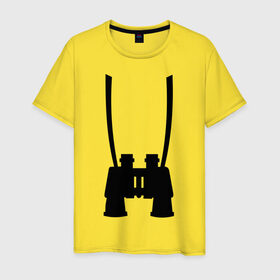 Мужская футболка хлопок с принтом Бинокль в Новосибирске, 100% хлопок | прямой крой, круглый вырез горловины, длина до линии бедер, слегка спущенное плечо. | бинокль | одежда | прикольные картинки