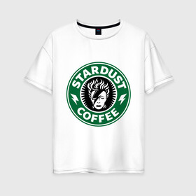 Женская футболка хлопок Oversize с принтом Stardust coffee в Новосибирске, 100% хлопок | свободный крой, круглый ворот, спущенный рукав, длина до линии бедер
 | stardust coffee | зерна | кофе | напиток | популярные | прикольные картинки