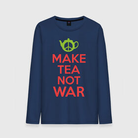 Мужской лонгслив хлопок с принтом Make tea not war в Новосибирске, 100% хлопок |  | Тематика изображения на принте: keep calm | make tea not war | прикольные надписи | чай