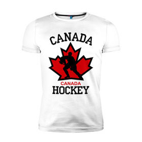 Мужская футболка премиум с принтом Канада хоккей (Canada Hockey) в Новосибирске, 92% хлопок, 8% лайкра | приталенный силуэт, круглый вырез ворота, длина до линии бедра, короткий рукав | canada hockey | канада хоккей | лед | спорт | хоккей | шайба
