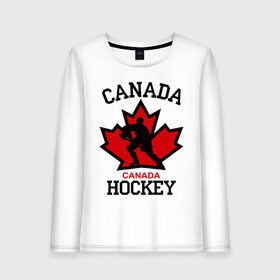 Женский лонгслив хлопок с принтом Канада хоккей (Canada Hockey) в Новосибирске, 100% хлопок |  | canada hockey | канада хоккей | лед | спорт | хоккей | шайба
