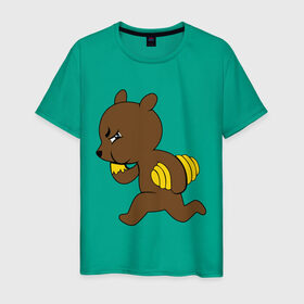Мужская футболка хлопок с принтом Медведь украл мёд в Новосибирске, 100% хлопок | прямой крой, круглый вырез горловины, длина до линии бедер, слегка спущенное плечо. | Тематика изображения на принте: еда | животные | мёд | медведь украл мёд | мишка