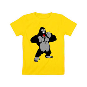 Детская футболка хлопок с принтом Злая горилла в Новосибирске, 100% хлопок | круглый вырез горловины, полуприлегающий силуэт, длина до линии бедер | горилла | животные | злая горилла | обезьяна