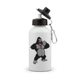 Бутылка спортивная с принтом Злая горилла в Новосибирске, металл | емкость — 500 мл, в комплекте две пластиковые крышки и карабин для крепления | горилла | животные | злая горилла | обезьяна