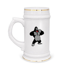 Кружка пивная с принтом Злая горилла в Новосибирске,  керамика (Материал выдерживает высокую температуру, стоит избегать резкого перепада температур) |  объем 630 мл | горилла | животные | злая горилла | обезьяна