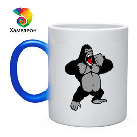 Кружка хамелеон с принтом Злая горилла в Новосибирске, керамика | меняет цвет при нагревании, емкость 330 мл | горилла | животные | злая горилла | обезьяна