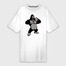 Платье-футболка хлопок с принтом Злая горилла в Новосибирске,  |  | горилла | животные | злая горилла | обезьяна