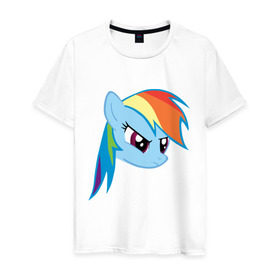 Мужская футболка хлопок с принтом Rainbow Dash в Новосибирске, 100% хлопок | прямой крой, круглый вырез горловины, длина до линии бедер, слегка спущенное плечо. | my little pony | rainbow dash | дружба   это чудо | мультфильм | пони | поняши | поняшки | радуга дэш