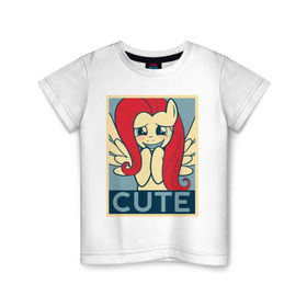 Детская футболка хлопок с принтом Fluttershy cute в Новосибирске, 100% хлопок | круглый вырез горловины, полуприлегающий силуэт, длина до линии бедер | fluttershy | my little pony | swag | дружба   это чудо | мультфильм | пони | поняши | поняшки | сваг | свэг | флаттершай