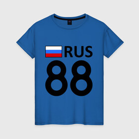 Женская футболка хлопок с принтом Красноярский край (88) в Новосибирске, 100% хлопок | прямой крой, круглый вырез горловины, длина до линии бедер, слегка спущенное плечо | 88