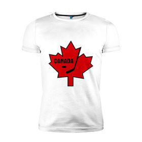 Мужская футболка премиум с принтом Canada hockey (Канадский хоккей) в Новосибирске, 92% хлопок, 8% лайкра | приталенный силуэт, круглый вырез ворота, длина до линии бедра, короткий рукав | canada hockey | калиновый лист | канадский хоккей | спорт | хоккей