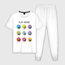 Мужская пижама хлопок с принтом Flat Adobe в Новосибирске, 100% хлопок | брюки и футболка прямого кроя, без карманов, на брюках мягкая резинка на поясе и по низу штанин
 | flat adobe | графика | графический дизайн | дизайнерам | профессии