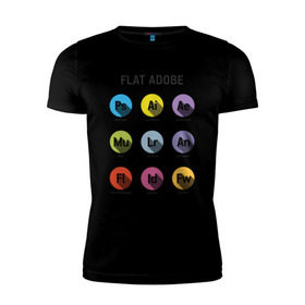 Мужская футболка премиум с принтом Flat Adobe в Новосибирске, 92% хлопок, 8% лайкра | приталенный силуэт, круглый вырез ворота, длина до линии бедра, короткий рукав | flat adobe | графика | графический дизайн | дизайнерам | профессии